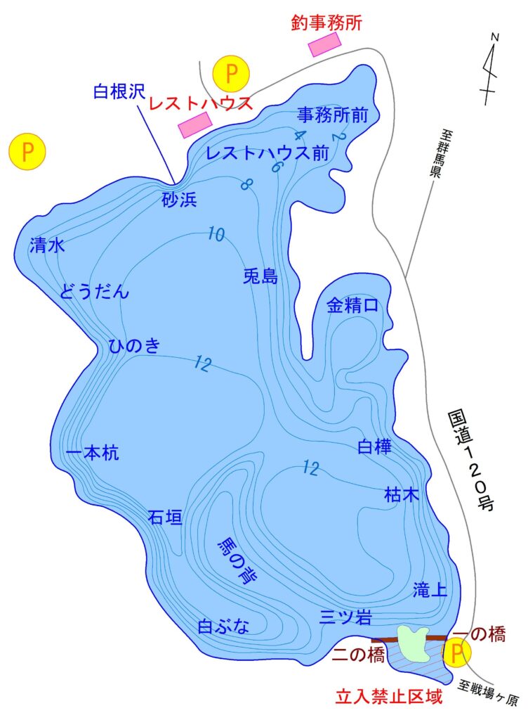 湯ノ湖ポイント図